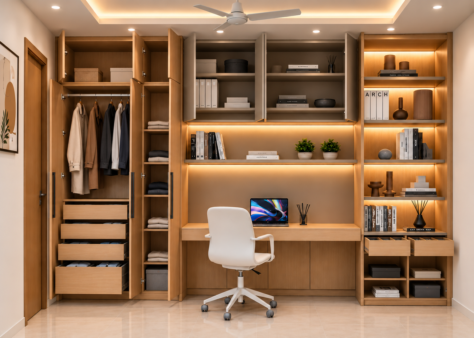 BR-110 Bureaux télétravail avec dressing laqué ou mélaminé