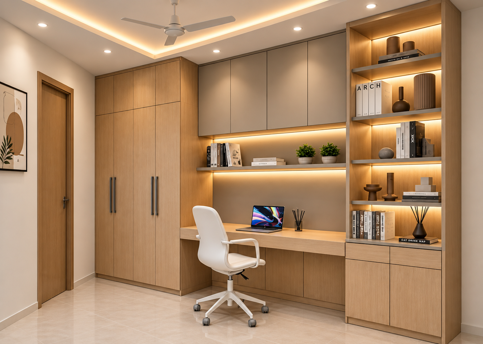 BR-110 Bureaux télétravail avec dressing laqué ou mélaminé