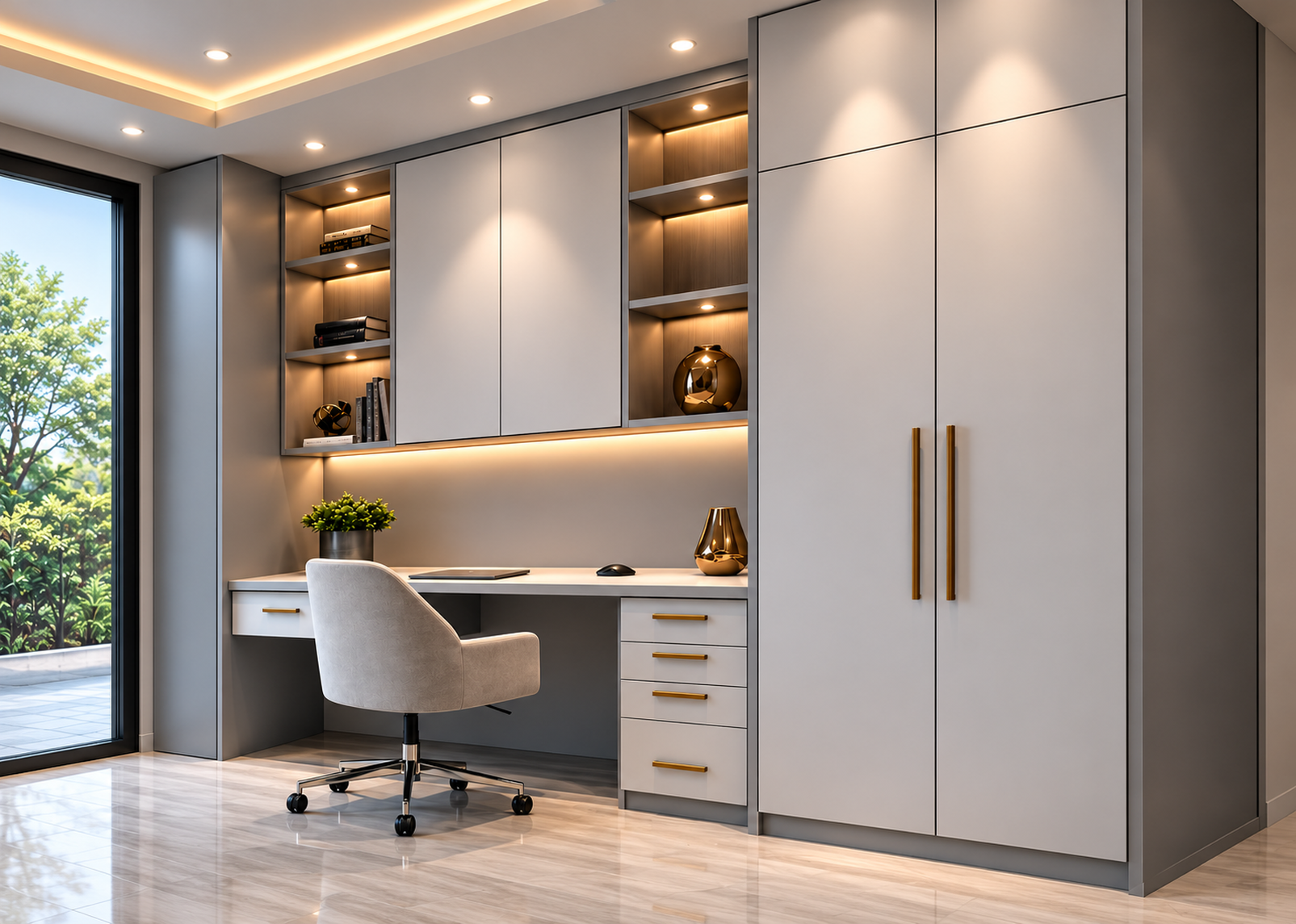 BR-106 Bureaux télétravail avec dressing laqué ou mélaminé