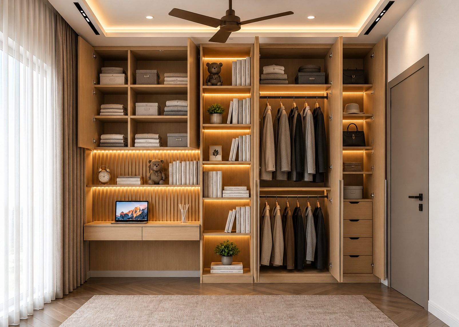 BR-111 Bureaux télétravail avec dressing laqué ou mélaminé