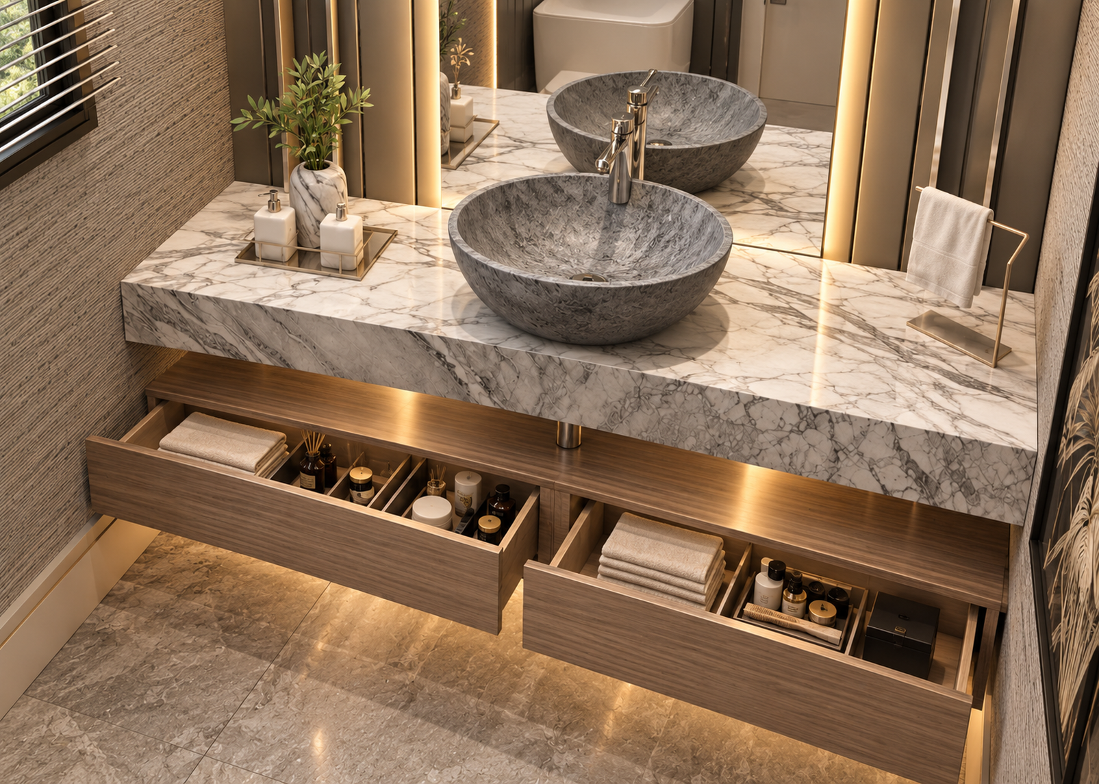 SDB-1010 Salle de bain laquée personnalisable