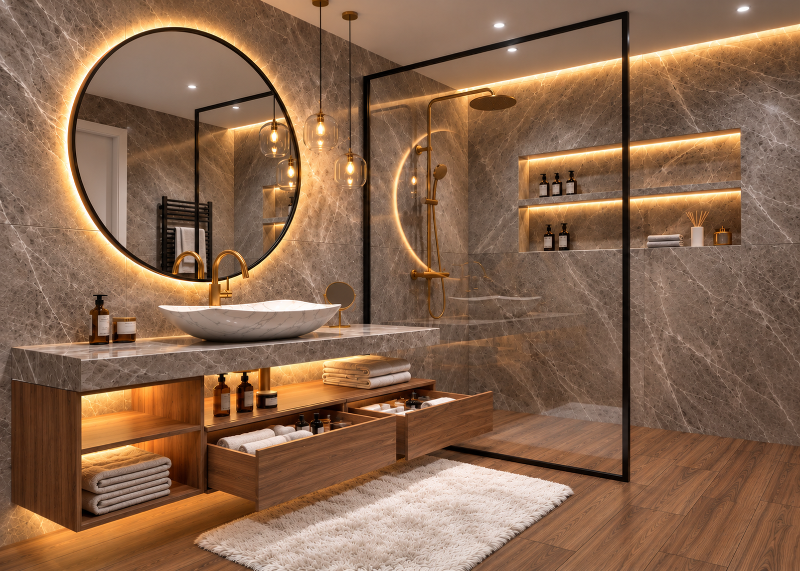 SDB-1008 Salle de bain laquée personnalisable