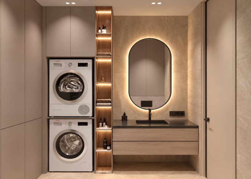 BN-1021 – Buanderie sur mesure personnalisable avec meuble de salle de bains intégré