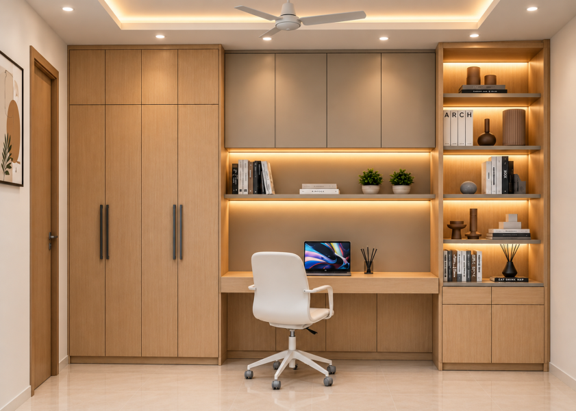 BR-110 Bureaux télétravail avec dressing laqué ou mélaminé