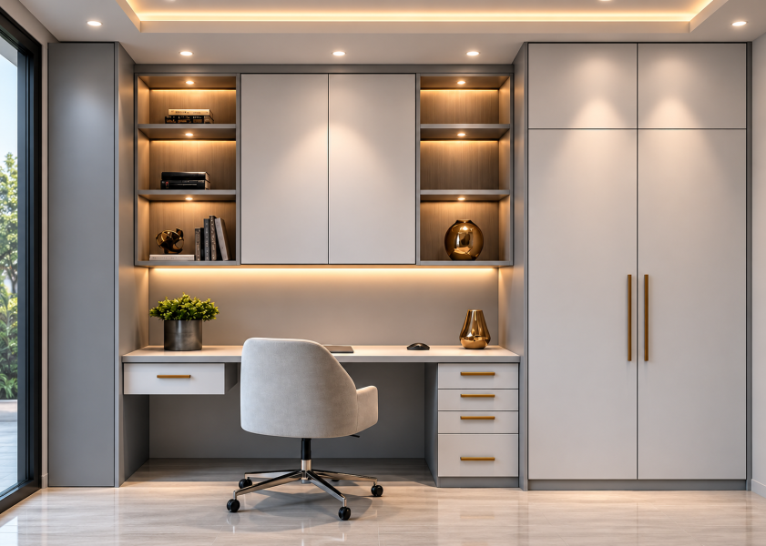 BR-106 Bureaux télétravail avec dressing laqué ou mélaminé