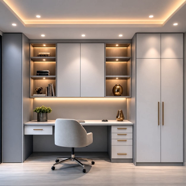BR-106 Bureaux télétravail avec dressing laqué ou mélaminé